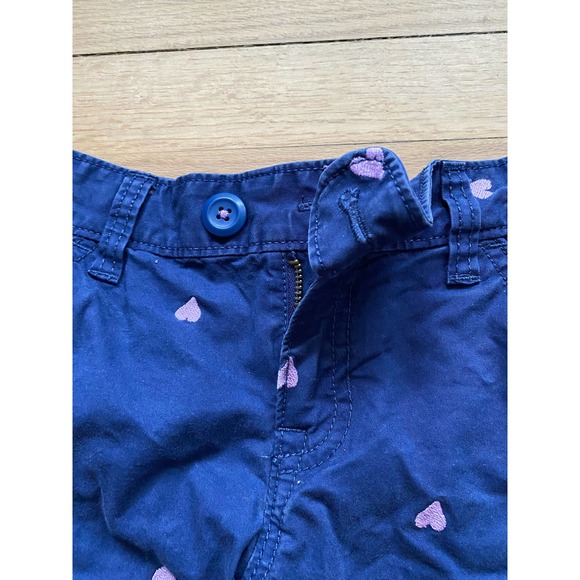 Navy Khaki Bermuda Shorts with Embroidered Heart Design - Picture 2 of 7